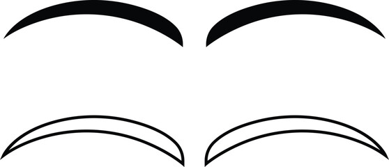 Set of eyebrows icons in flat and line styles. Fashion eyebrow perfectly shapes vectors illustration. Permanent make up and tattooing. Cosmetic for eyebrow elements isolated on transparent background.