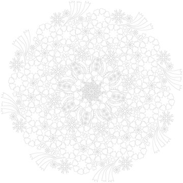 華曼荼羅　mandara flower monochrome 03mandara