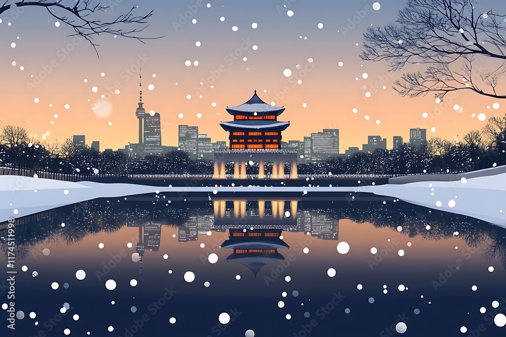 Canvas Prints Japanese temple in the snow