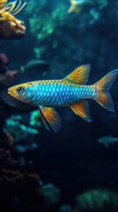 Naklejka premium Vibrant graceful swimming fish underwater scene coral reef wildlife marine environment close-up aquatic beauty