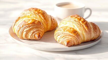 Indulging in freshly baked croissants at a cozy gourmet  a bright and inviting culinary experience