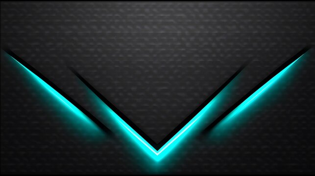 Abstract Dark Background With Teal Neon V Lines
