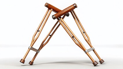 Crossed Wooden Crutches: Hospital Medical Aid Panoramic 3D Render