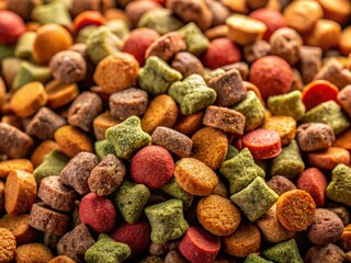 Crunchy Dry Dog Food Kibble Close-Up Shot, Pet Nutrition, Healthy Dog Food
