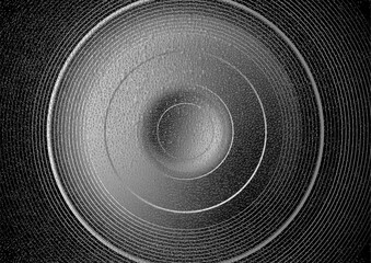 Abstract linear monochrome circles with grunge grainy texture background. Geometric vector design