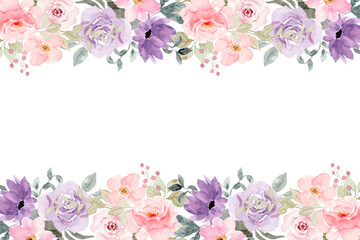 Watercolor flowers frame, background for design.