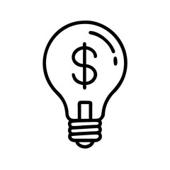 Light bulb with dollar sign inside.Vector icon