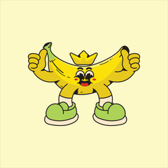 Banana Mascot Retro Character Illustration