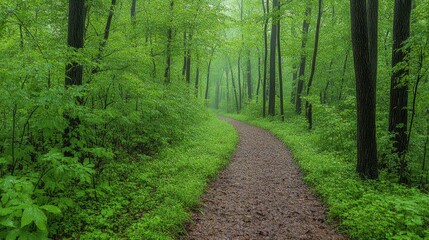 Obraz premium Rainy forest path with large, dripping leaves and a sense of calm after the storm.