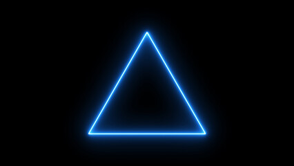 Neon Glowing triangle on black background. Neon monochrome triangle.