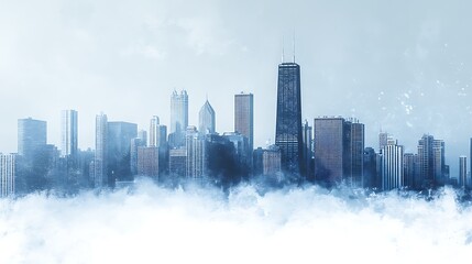 Fototapeta premium Skyscrapers in the city in winter.