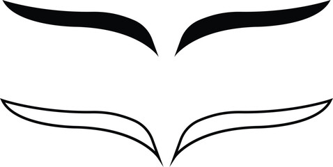 Set of eyebrows icons in flat and line styles. Fashion eyebrow perfectly shapes vectors illustration. Permanent make up and tattooing. Cosmetic for eyebrow elements isolated on transparent background.