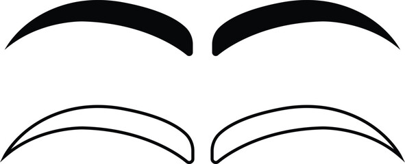 Set of eyebrows icons in flat and line styles. Fashion eyebrow perfectly shapes vectors illustration. Permanent make up and tattooing. Cosmetic for eyebrow elements isolated on transparent background.