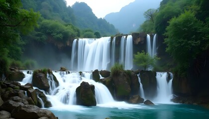 Naklejka premium Cascada majestuosa rodeada de naturaleza