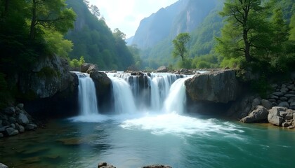 Fototapeta premium Cascada majestuosa rodeada de naturaleza