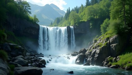 Fototapeta premium Cascada majestuosa rodeada de naturaleza