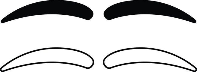 Set of eyebrows icons in flat and line styles. Fashion eyebrow perfectly shapes vectors illustration. Permanent make up and tattooing. Cosmetic for eyebrow elements isolated on transparent background.