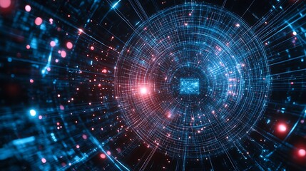 Abstract Digital Data Sphere Network Visualization