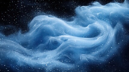 Obraz premium Abstract swirling blue liquid paint on black background
