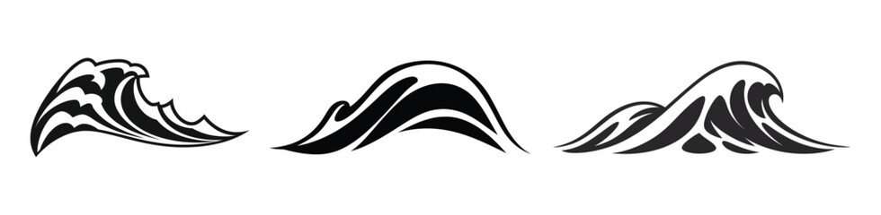 wave icon, outline, silhouette, vector, illustration, isolated on white background