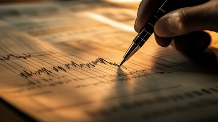 Businessman Drawing Growth Graph Line on Financial Document, Rising Arrow Chart and Upward Bar Graphs, Stock Market Analysis, Double Exposure Business Concept with Copy Space