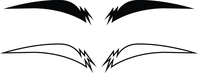 Set of eyebrows icons in flat and line styles. Fashion eyebrow perfectly shapes vectors illustration. Permanent make up and tattooing. Cosmetic for eyebrow elements isolated on transparent background.