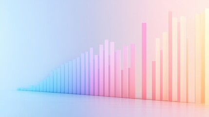 Colorful ascending bar graph in pastel hues on white background.