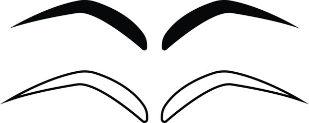 Set of eyebrows icons in flat and line styles. Fashion eyebrow perfectly shapes vectors illustration. Permanent make up and tattooing. Cosmetic for eyebrow elements isolated on transparent background.