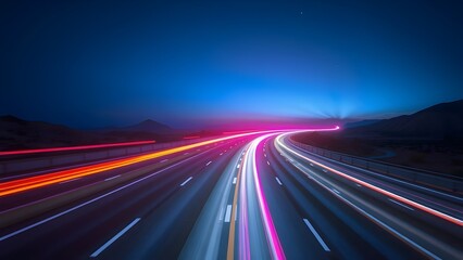 A highway bathed in a symphony of neon colors, inviting exploration and adventure.