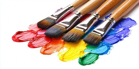colorful painted child cute on white background