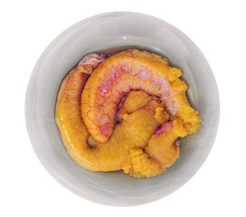 pike fish fresh caviar on dish, isolated