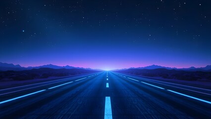 The road ahead, a luminous path leading towards an unknown destination, bathed in a neon glow.