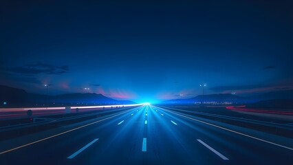 Obraz premium A surreal vision of a highway bathed in a kaleidoscopic glow of neon lights.
