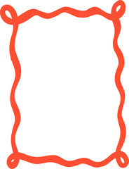 Retro Bow Wavy Ribbon Vertical Rectangle Frame Valentine Squiggle Flat Design