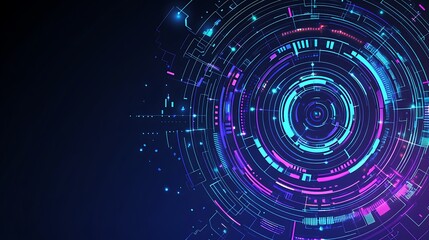 Obraz premium Abstract Neon Technology Circular Design Artwork