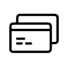 Line drawing of credit cards symbolizing online payments, purchases and financial transactions.