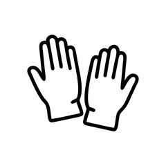 Obraz premium Simple line drawing of a pair of gloves symbolizing protection, safety and functionality.Vector icon of working uniforms for hands for agricultural work