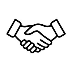 Line drawing of two shaking hands, symbolizing agreement, partnership and cooperation.Vector icon in linart style - handshake
