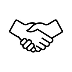 Naklejka premium Line drawing of two shaking hands, symbolizing agreement, partnership and cooperation.Vector icon in linart style - handshake