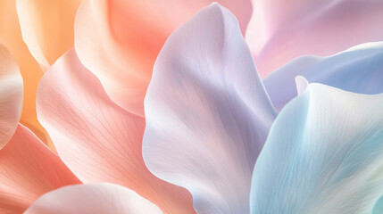 パステルカラーの花びらクローズアップ Close-Up of Pastel Petals in Soft Colors｜Generative AI