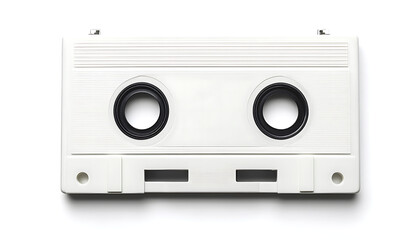 Fototapeta premium Close-up of white an audio cassette tape on white background