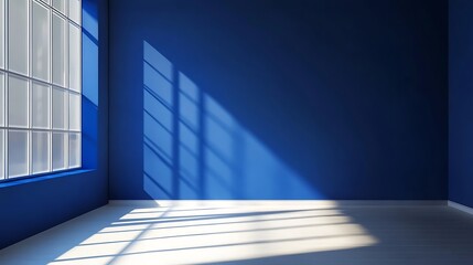 Obraz premium Modern minimalist living room deep blue wall