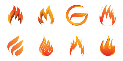 Abstract fire logo collection Premium Vector