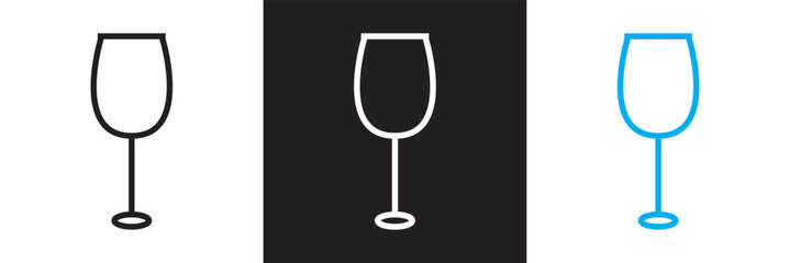 Wine glass icon. Champagne wineglass sign business concept. isolated on white and black background. vector illustration. EPS 10