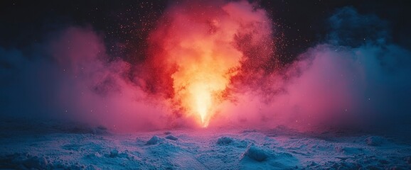 Ethereal Inferno Mystical Fire and Ice Landscape