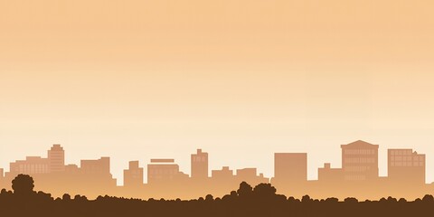 Serene Cityscape Silhouette at Sunset Urban Panorama