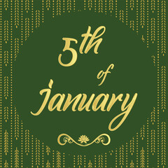 January 5 Daily Calendar Icon, stylish Background with Vector illustration Day of the year concept, Greeting for Today. Jan