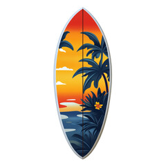 Surfboard on beach isolated on transparent background