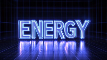 Neon Energy Sign in High-Tech Environment