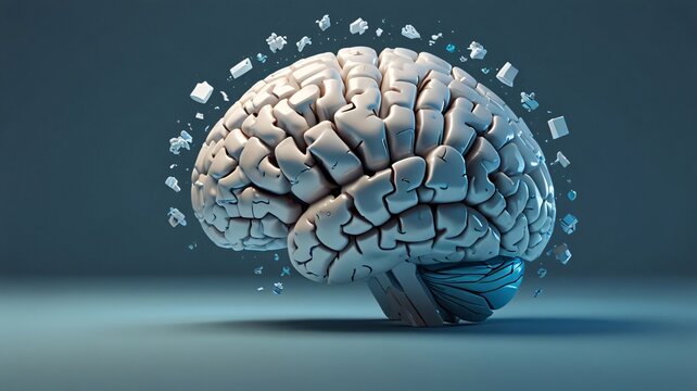Exploding Brain with Geometric Shapes, A Surreal Conceptual Art V3